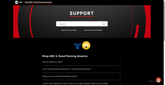 Security scan screenshot of https://support.abc.com/hc/en-us/sections/25745554343572-Shop-ABC-Good-Morning-America