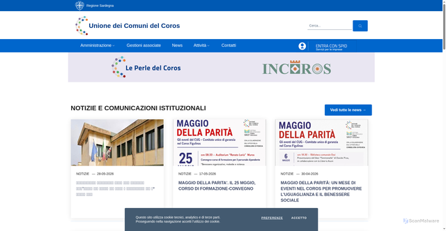 Security scan screenshot of https://www.unionecoros.it