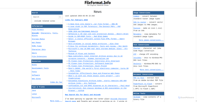 Security scan screenshot of https://www.fileformat.info
