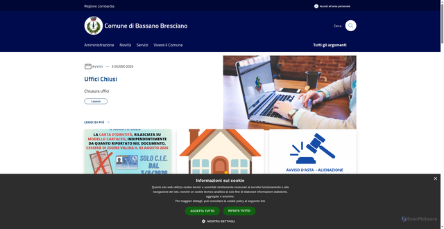 Security scan screenshot of https://www.comune.bassano-bresciano.bs.it