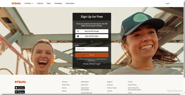 Security scan screenshot of https://strava.app.link