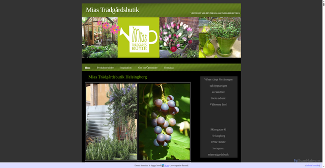 Security scan screenshot of https://miastradgardsbutik.se