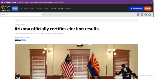 Security scan screenshot of https://azpm.org/s/82191-arizona-officially-certifies-election-results/