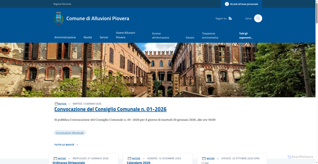 Security scan screenshot of https://www.comune.alluvionipiovera.al.it/