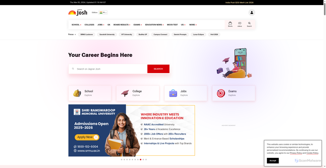 Security scan screenshot of https://www.jagranjosh.com