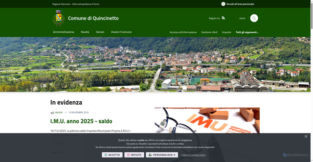 Security scan screenshot of https://www.comune.quincinetto.to.it/it-it/home