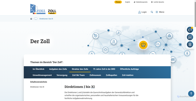 Security scan screenshot of https://www.zoll.de/DE/Der-Zoll/Struktur-des-Zolls/Generalzolldirektion/Direktionen-I-bis-XI/direktionen-i-bis-xi_node.html