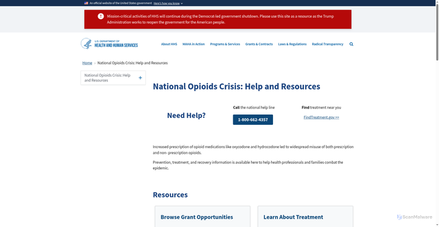 Security scan screenshot of https://www.opioids.gov/