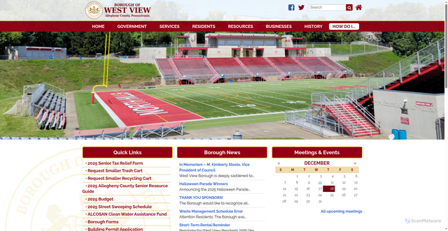 Security scan screenshot of https://www.westviewpa.gov/
