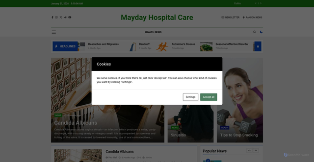 Security scan screenshot of https://maydayhospital.org.uk/