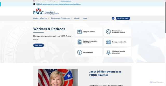 Security scan screenshot of https://www.pbgc.gov/