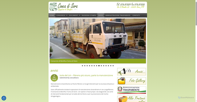 Security scan screenshot of https://www.consorzioconcadisora.it/