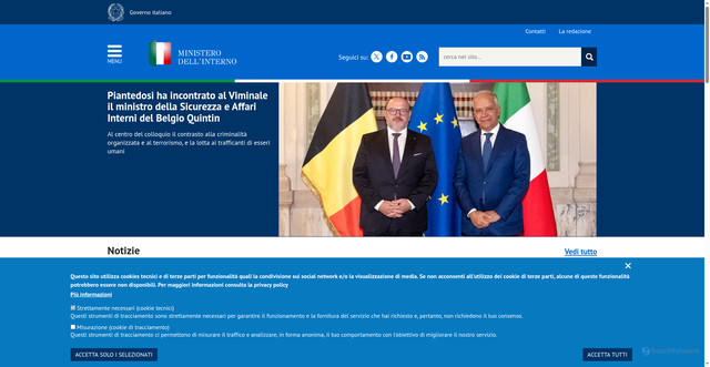 Security scan screenshot of https://www.interno.gov.it/it