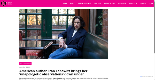 Security scan screenshot of https://xpressmag.com.au/american-author-fran-lebowitz-brings-her-unapologetic-observations-down-under/
