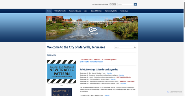 Security scan screenshot of https://www.maryvillegov.com/