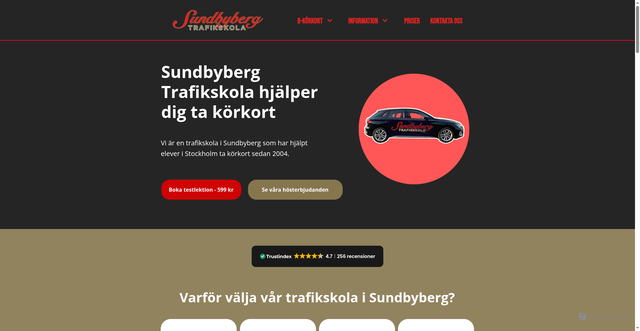 Security scan screenshot of https://sundbybergtrafikskola.se