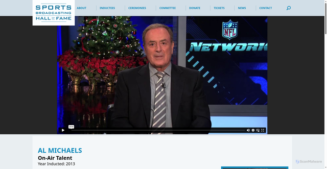 Security scan screenshot of https://www.sportsbroadcastinghalloffame.org/inductees/al-michaels/