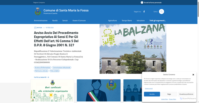 Security scan screenshot of https://comune.santamarialafossa.ce.it/