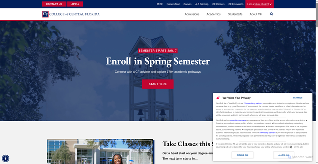 Security scan screenshot of https://www.cf.edu/