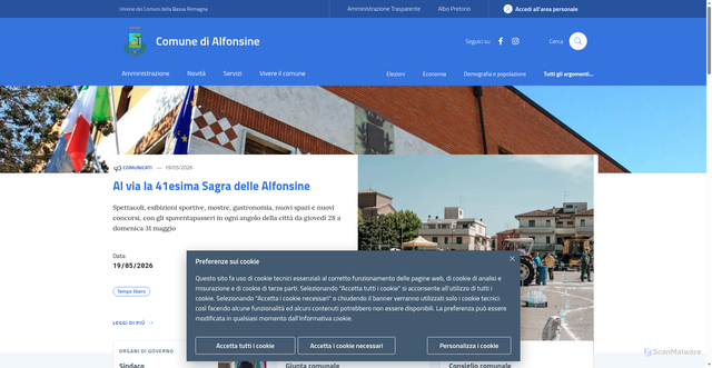 Security scan screenshot of https://www.comune.alfonsine.ra.it