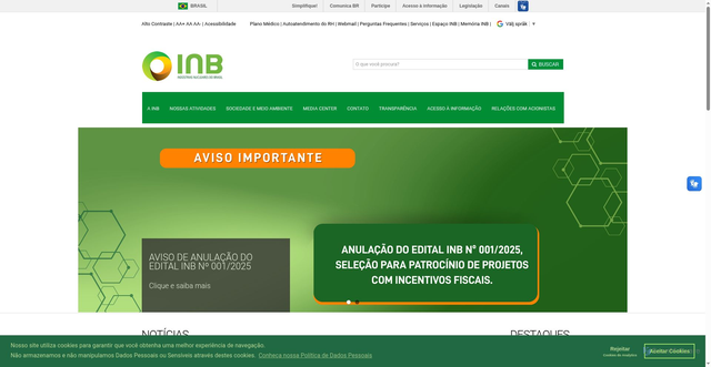 Security scan screenshot of https://www.inb.gov.br