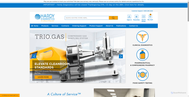 Security scan screenshot of https://hardydiagnostics.com/