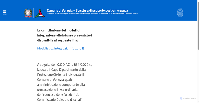 Security scan screenshot of https://www.commissariodelegato.venezia.it/