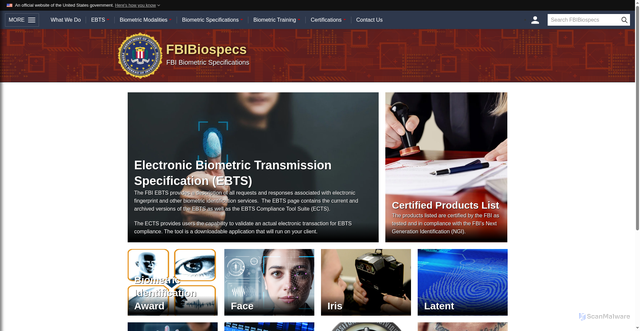 Security scan screenshot of https://fbibiospecs.fbi.gov/