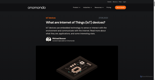 Security scan screenshot of https://onomondo.com/blog/iot-devices-explained/
