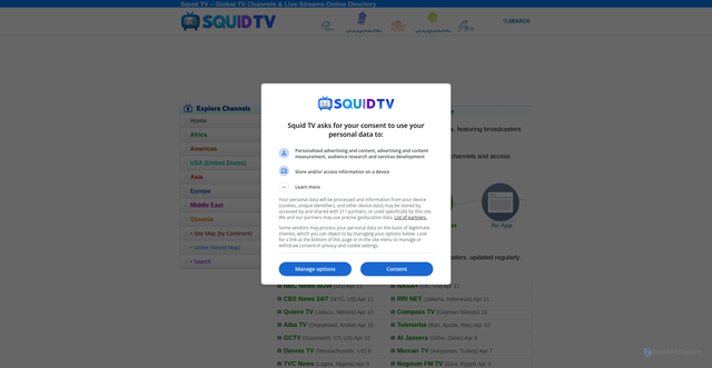 Security scan screenshot of https://squidtv.net