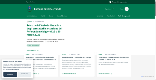 Security scan screenshot of https://www.comune.castelgrande.pz.it:443/