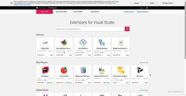 Security scan screenshot of https://marketplace.visualstudio.com/