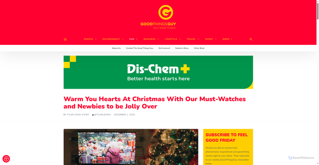 Security scan screenshot of https://www.goodthingsguy.com/fun/christmas-movies-list-2025/