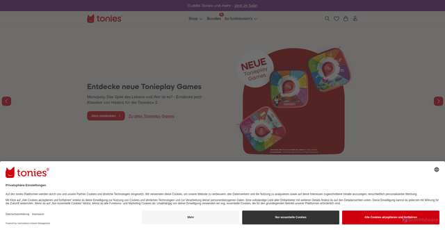 Security scan screenshot of https://tonies.de