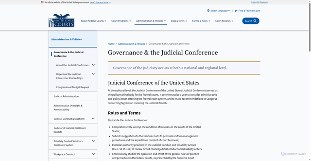 Security scan screenshot of https://www.uscourts.gov/administration-policies/governance-judicial-conference