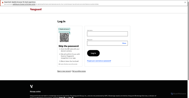 Security scan screenshot of https://investhub.web.vanguard.com