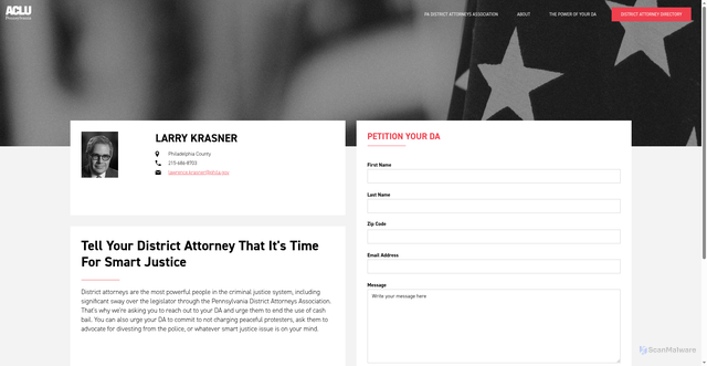 Security scan screenshot of https://www.knowyourdainpa.org/district-attorney/krasner