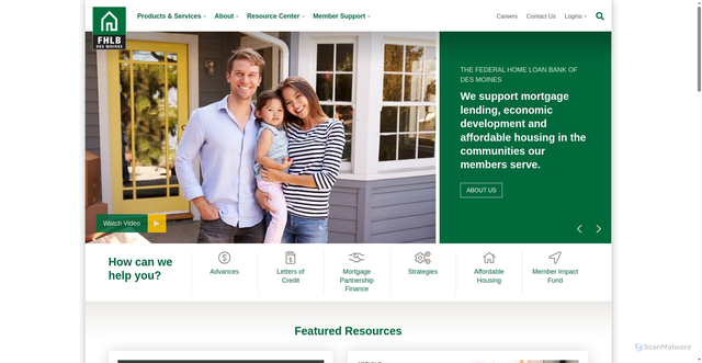 Security scan screenshot of https://www.fhlbdm.com