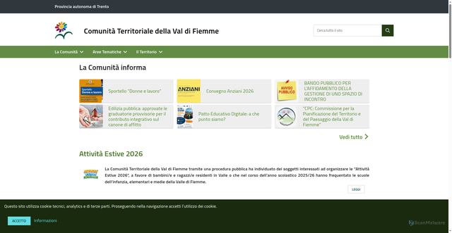 Security scan screenshot of https://www.comunitavaldifiemme.tn.it