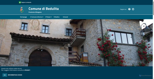 Security scan screenshot of https://www.comune.bedulita.bg.it