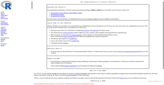 Security scan screenshot of https://cran.r-project.org/