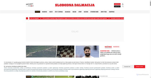 Security scan screenshot of https://slobodnadalmacija.hr