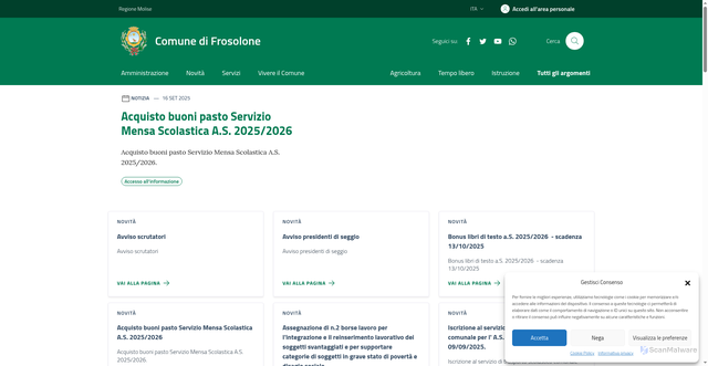 Security scan screenshot of https://comune.frosolone.is.it/