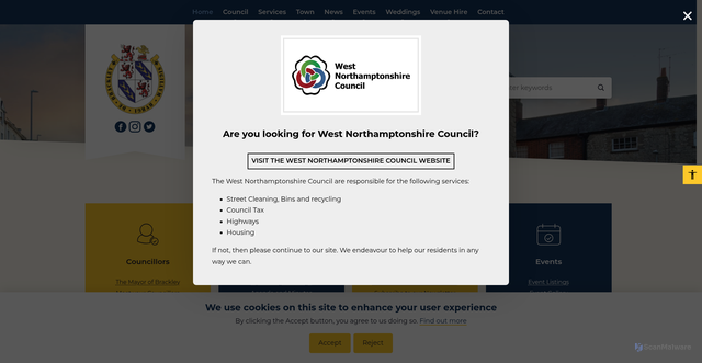 Security scan screenshot of https://www.brackleynorthants-tc.gov.uk/