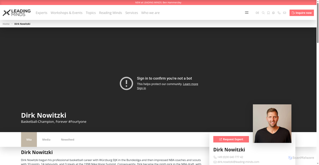 Security scan screenshot of https://leading-minds.com/en/expert/dirk-nowitzki/