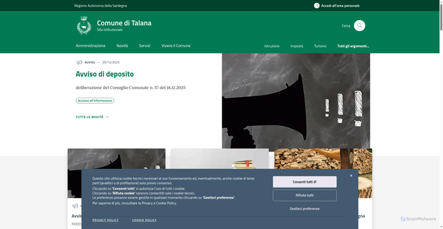 Security scan screenshot of https://comune.talana.nu.it/