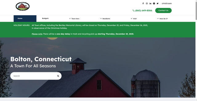 Security scan screenshot of https://www.boltonct.gov/