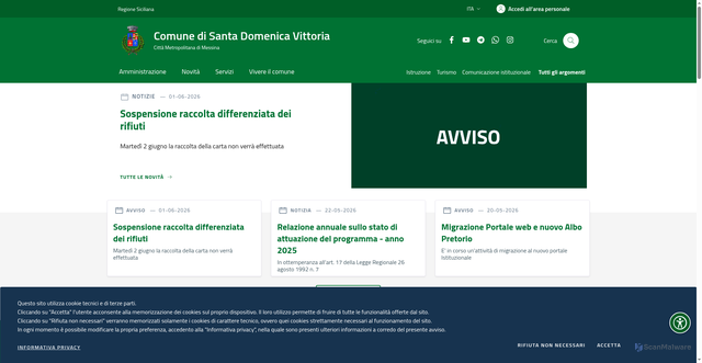 Security scan screenshot of https://www.comune.santadomenicavittoria.me.it