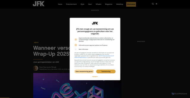 Security scan screenshot of https://jfk.men/news/wanneer-playstation-wrap-up-2025/