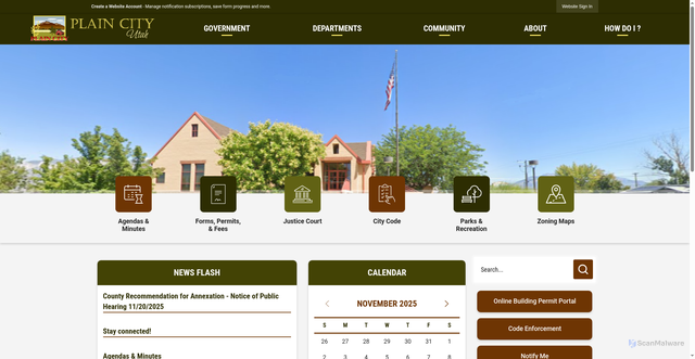 Security scan screenshot of https://plaincityutah.gov/